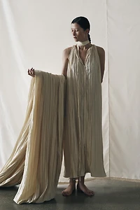 ZW COLLECTION FLOWY CRINKLE-EFFECT DRESS