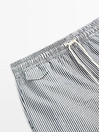 Striped seersucker swimming trunks