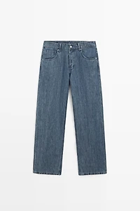 Jean jambe large 100 % lin