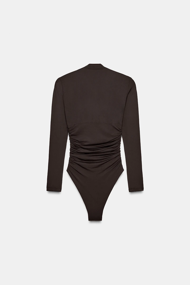 DRAPED POLYAMIDE BODYSUIT