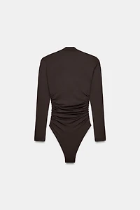 DRAPED POLYAMIDE BODYSUIT