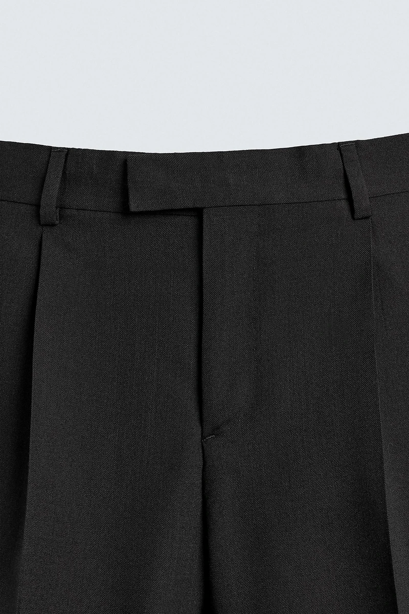 REGULAR FIT PLEATED TUXEDO PANTS