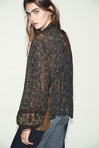 METALLIC THREAD PRINT BLOUSE