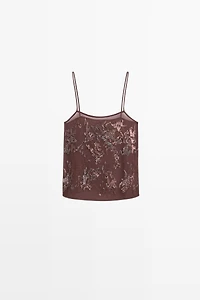 Top fluide à bretelles avec broderie