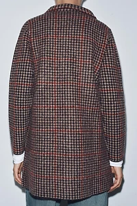 100% WOOL HOUNDSTOOTH COAT