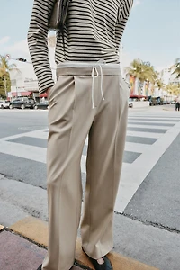 WIDE LEG PANTS WITH DOUBLE WAISTBAND