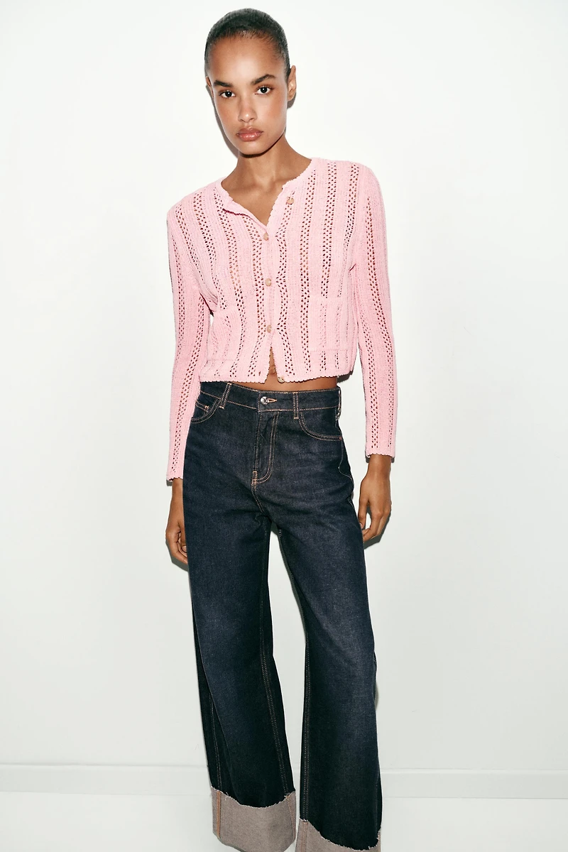 POINTELLE KNIT CARDIGAN