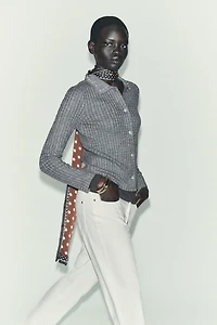 JEWEL NECK CROPPED CARDIGAN