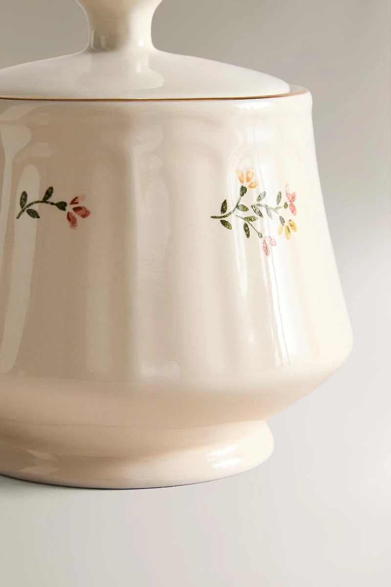 FLORAL PORCELAIN SUGAR BOWL