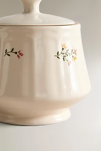 FLORAL PORCELAIN SUGAR BOWL