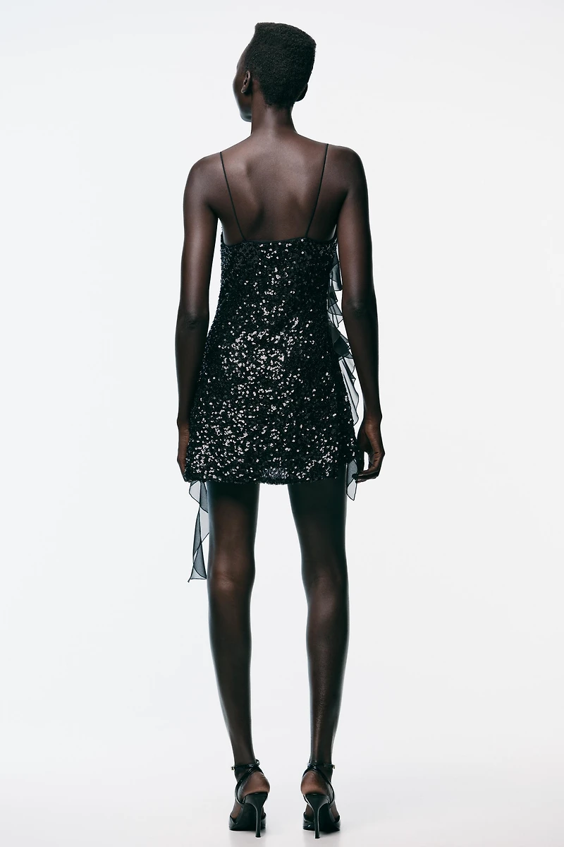 SEQUIN RUFFLE MINI DRESS
