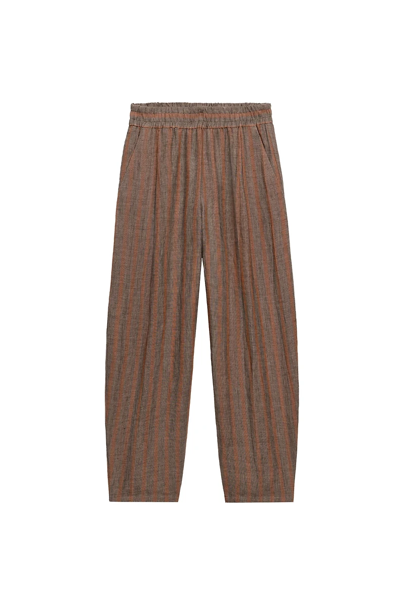 100% LINEN STRIPED PANTS