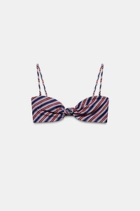 STRIPED KNOT BANDEAU BIKINI TOP