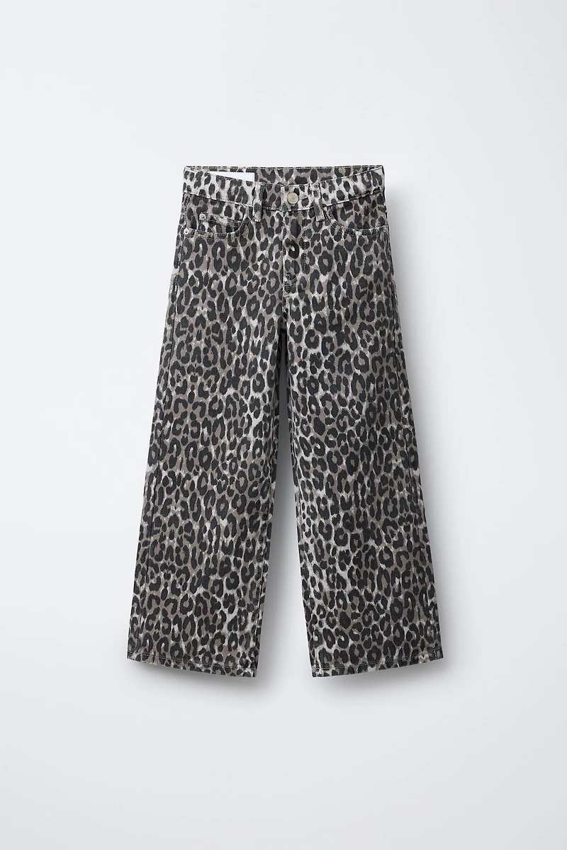 JEANS WIDE LEG ANIMAL PRINT