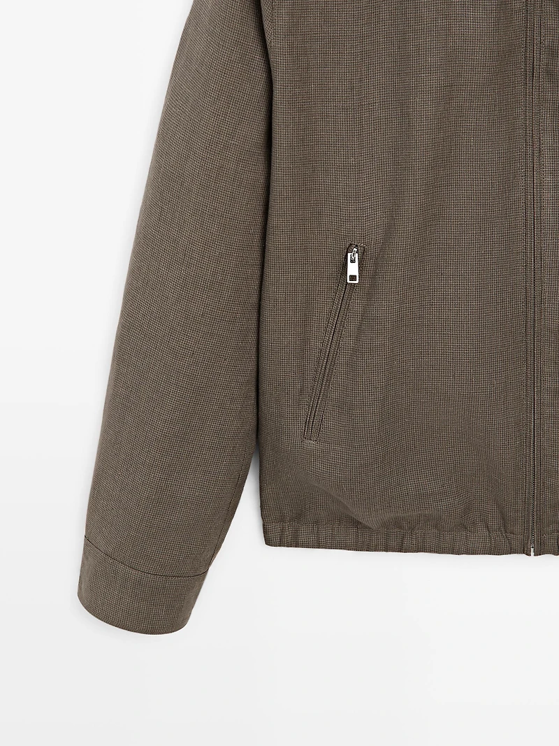 Short reversible linen blend jacket
