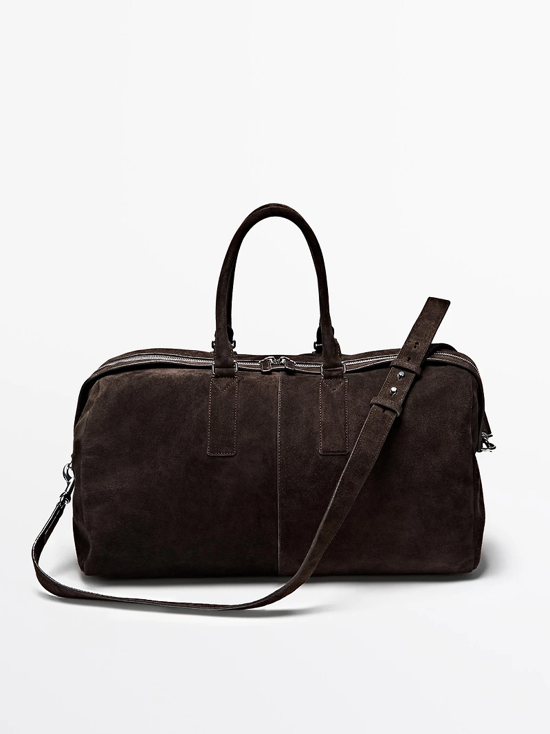 Suede leather travel bag