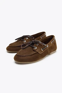 SPLIT LEATHER STITCH DETAIL SHOES