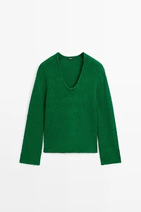 Cotton-blend knit sweater