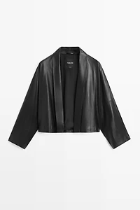 Nappa leather lapel kimono