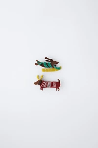 TWO-PACK OF REINDEER PUPPY CLIPS