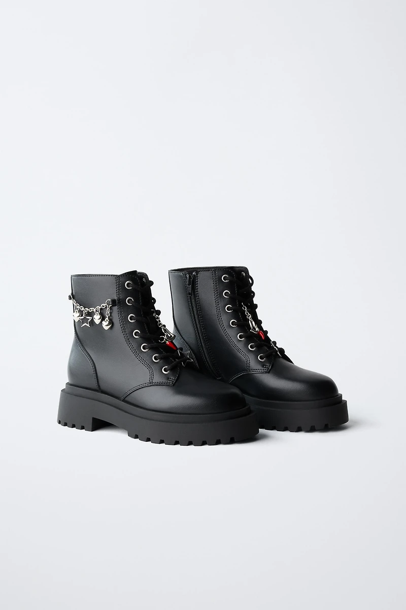 LACED ANKLE BOOTS WITH CHARMS
