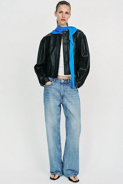 FAUX LEATHER BALLOON JACKET