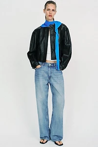 FAUX LEATHER BALLOON JACKET