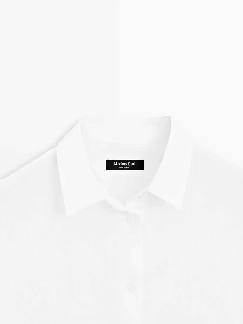 Flowing total look linen blend shirt