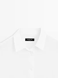 Flowing total look linen blend shirt