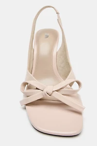 BOW LEATHER HEELED SANDALS