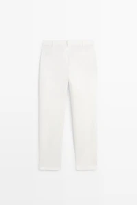 Pantalon straight lin et coton