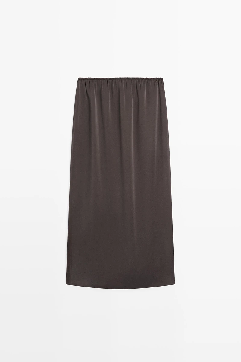 100% silk straight midi skirt