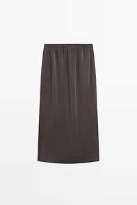 100% silk straight midi skirt
