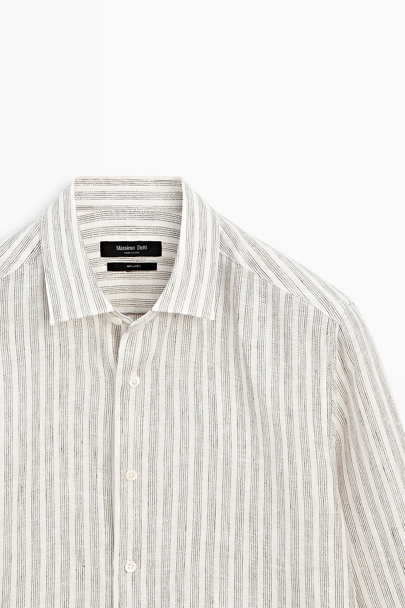 Chemise à rayures 100 % lin regular fit