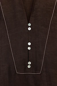 CONTRAST STITCH LINEN SHIRT