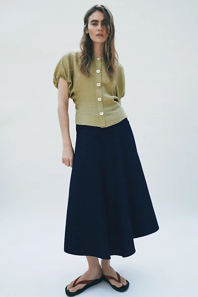 LINEN PUFF SLEEVE TOP