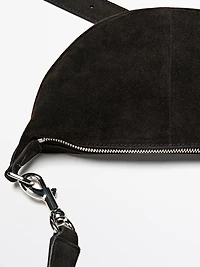 Split suede leather mini crossbody bag