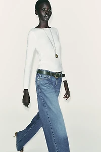 T-SHIRT COL BATEAU EN COTON