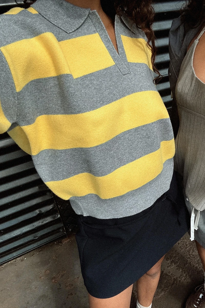 PULL EN MAILLE COL POLO RAYÉ