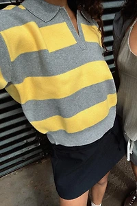 PULL EN MAILLE COL POLO RAYÉ