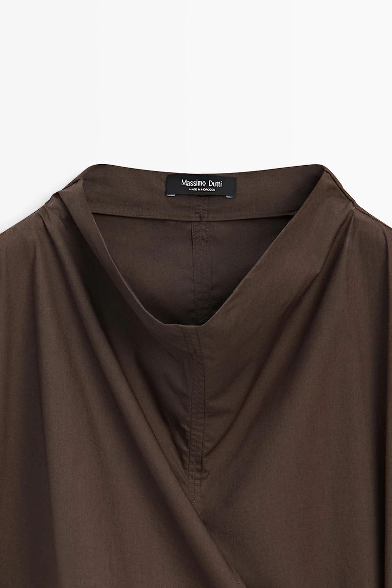 Robe drapée en popeline 100 % coton