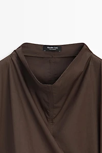 Robe drapée en popeline 100 % coton