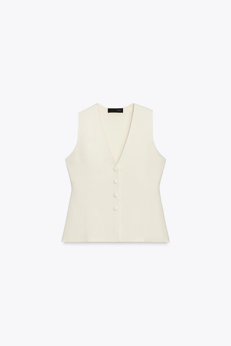 COVERED BUTTON KNIT VEST