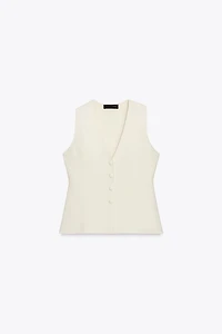 COVERED BUTTON KNIT VEST