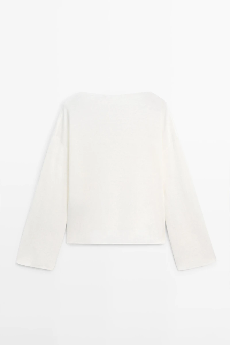 100% linen knit boat neck sweater
