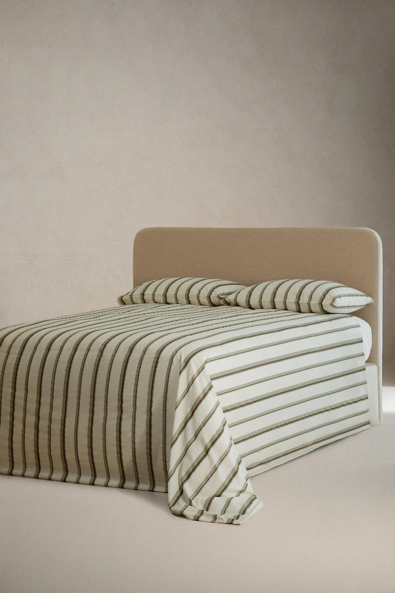 COTTON PERCALE DUVET COVER WITH BANDS (300 THREAD COUNT)