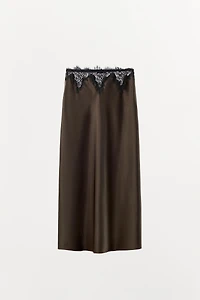 SATIN EFFECT LACE SKIRT