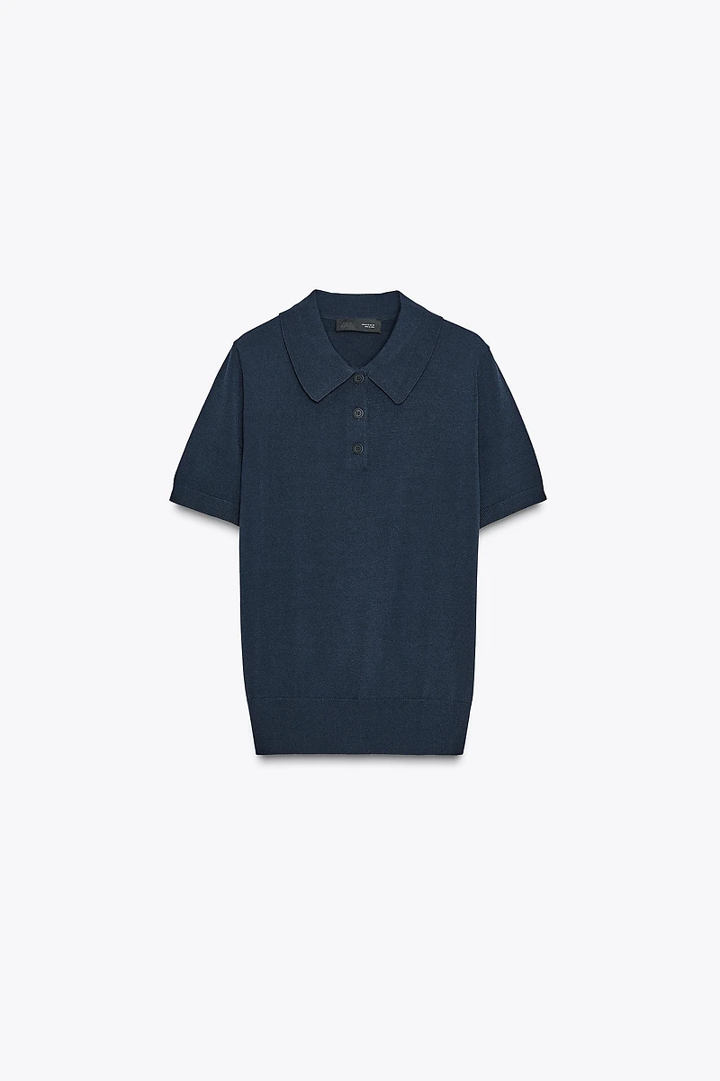 TOP POLO EN MAILLE À MANCHES COURTES