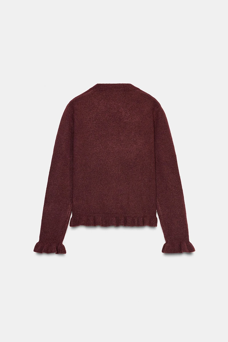 RUFFLED KNIT CARDIGAN