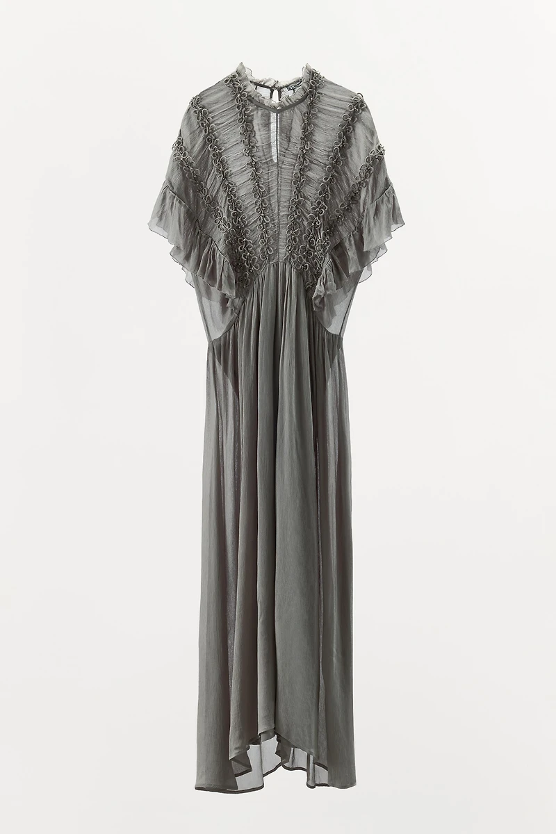 JEWELED KNOT TEXTURED DRESS